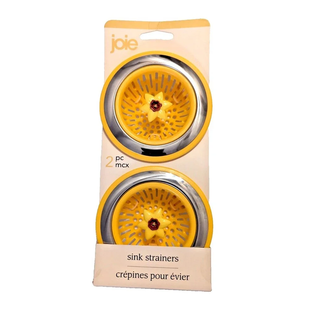 Joie Daffodil Kitchen Sink Strainers 2-pk Yellow Basket Drain Cover Kitchen NEW